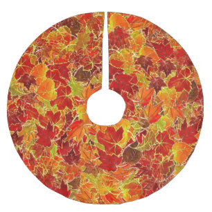 Glittery Fall Maple Löv Julgransmatta Borstad Polyester