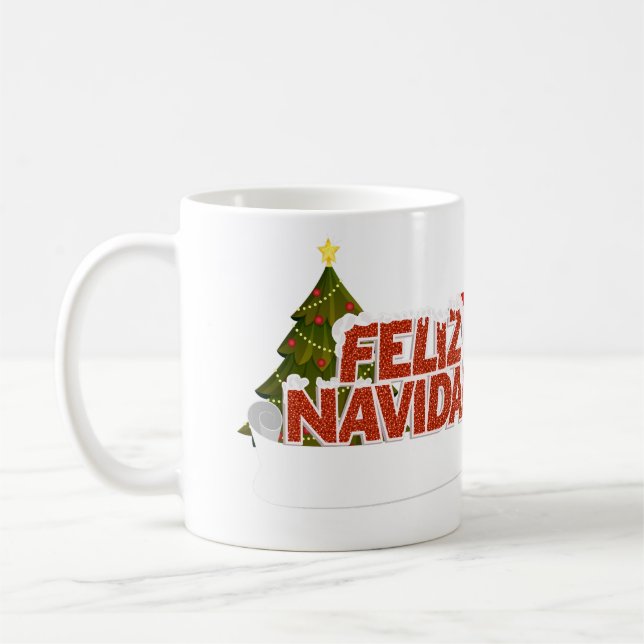 Glittery Feliz Navidad med Julgran Kaffemugg (Vänster)