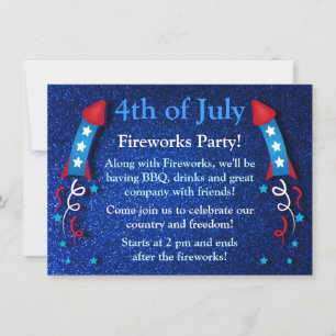 Glittery Fireworks Rocket juli 4:e inbjudan 2