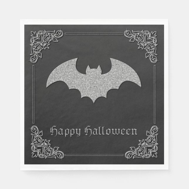 Glittery Fladdermus Halloween Pappersservett (Framsidan)