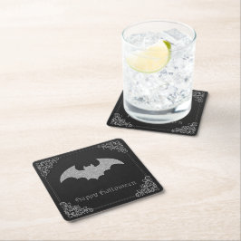Glittery Fladdermus Halloween Underlägg Papper Kvadrat