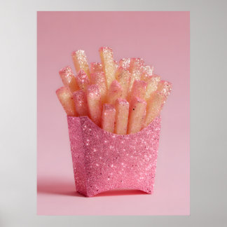 Glittery French Fries Poster