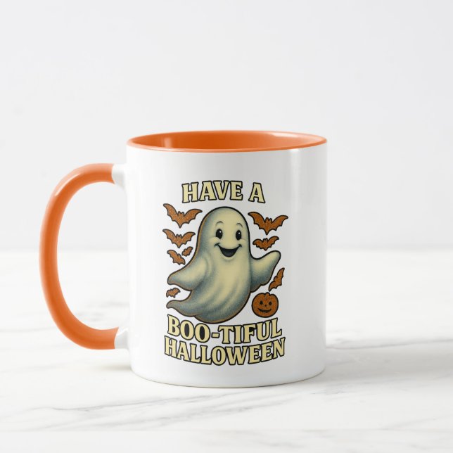 Glittery Ghost "have a Boo tiful Halloween" Mugg (Vänster)