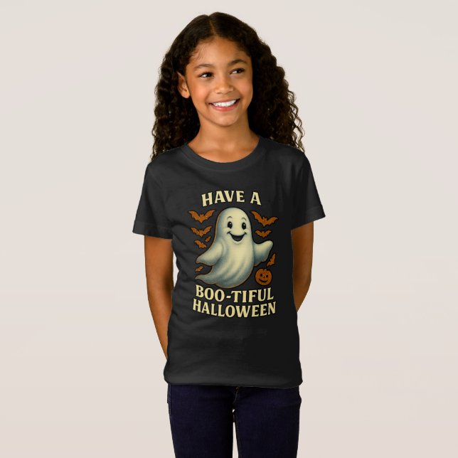 Glittery Ghost "have a Boo tiful Halloween" T Shirt (Hel framsida)