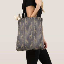 Glittery Giraffe on Glossy Grått Tygkasse