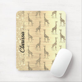 Glittery GIraffe on Metallic Guld Musmatta