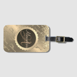 Glittery Giraffes på Glitzy Guld Monogram Bagagebricka