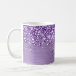 Glittery Glam Royal Lila Namn Kaffemugg