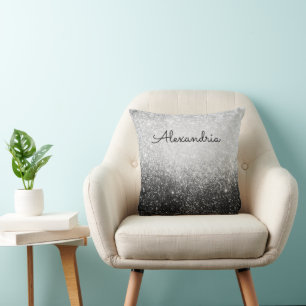 Glittery Glam Silver och Black Kudde