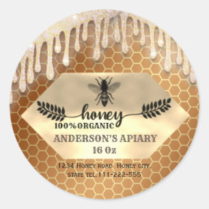 Glittery gnistra droppar kalligraphy honey gren runt klistermärke