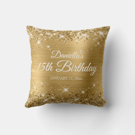 Glittery Gold Foil 15:e födelsedagen Kudde