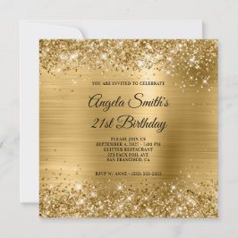 Glittery Gold Foil 21:a födelsedagen Inbjudningar