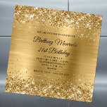 Glittery Gold Foil 21:a födelsedagen Magnetisk Inbjudningskort<br><div class="desc">Skapa din egen 21:a födelsedag med kvadratform magnetiskt inbjudan för hennes speciella dag. Bakgrunden har en glatt digital grafik i guld glitter och metallisk stil. Du kan anpassa teckensnittet stilar till kostym i födelsedagsfesten för milstolpar.</div>