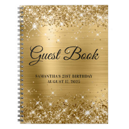Glittery Gold Foil 21st Birthday Guestbook Anteckningsbok