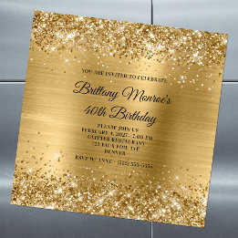 Glittery Gold Foil 40:e födelsedagen Magnetisk Inbjudningskort