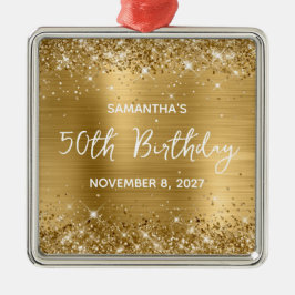 Glittery Gold Foil 50:e födelsedagen Julgransprydnad Metall