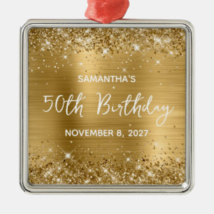 Glittery Gold Foil 50:e födelsedagen Julgransprydnad Metall