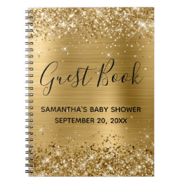 Glittery Gold Foil Baby Shower Guestbook Anteckningsbok