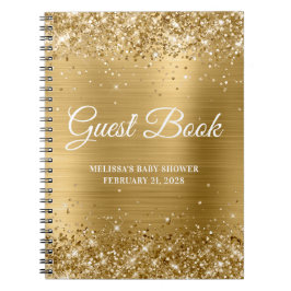 Glittery Gold Foil Baby Shower Guestbook Anteckningsbok