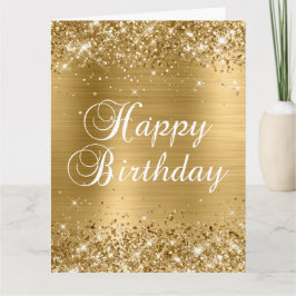Glittery Gold Foil Big Grattis på födelsedagen Kort