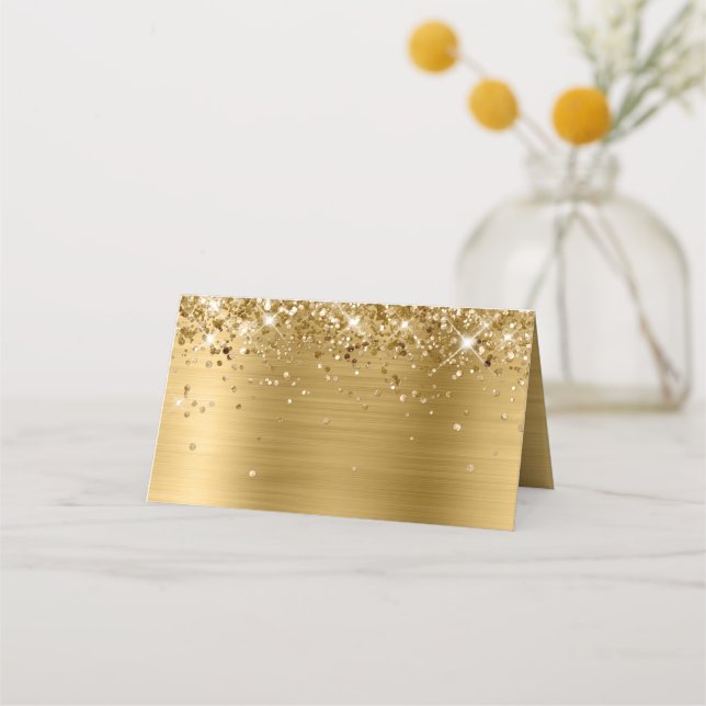 Glittery Gold Foil Blank Placeringskort (Framsida)