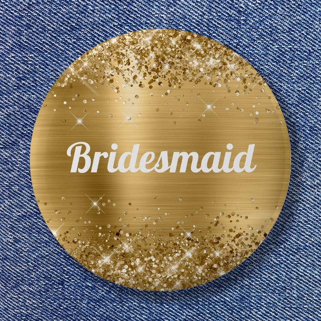 Glittery Gold Foil Bridesmaid Knapp (Glittery Gold Foil Bridesmaid Button)
