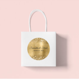 Glittery Gold Foil Bröllop Runt Klistermärke