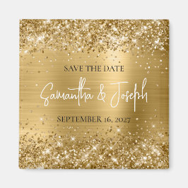 Glittery Gold Foil Bröllop spara datum Magnet