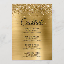 Glittery Gold Foil Cocktails Pub Meny