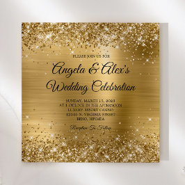 Glittery Gold Foil Elegant bröllop Inbjudningar