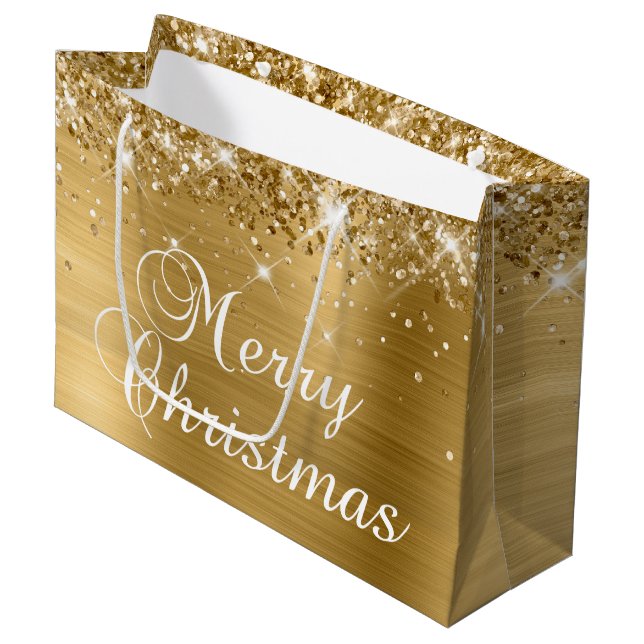 Glittery Gold Foil Finare God jul (Framsidan Vinklad)