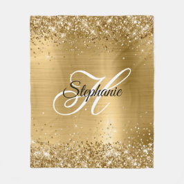 Glittery Gold Foil Finare Monogram Fleecefilt