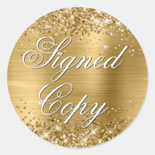 Glittery Gold Foil Finare Signed Copy Runt Klistermärke