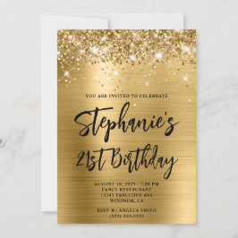 Glittery Gold Foil fold 21:a födelsedagen Inbjudningar