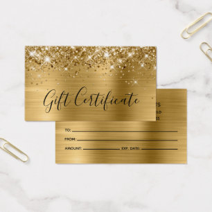 Glittery Gold Foil Gift Certificate Visitkort