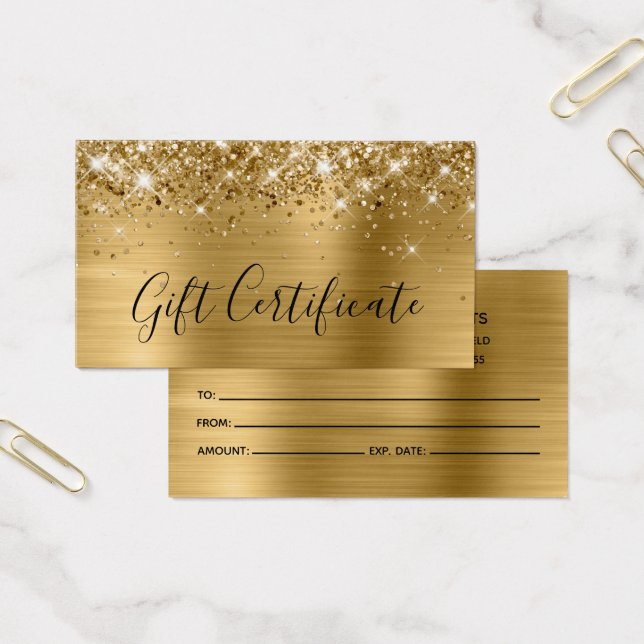 Glittery Gold Foil Gift Certificate Visitkort (Kontor)