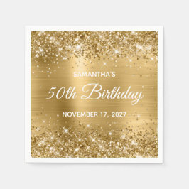 Glittery Gold Foil Glam 50:e födelsedagen Pappersservett