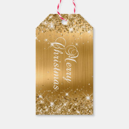 Glittery Gold Foil God jul Presentetikett
