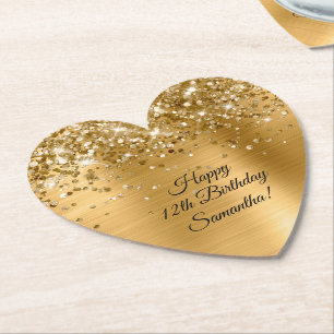 Glittery Gold Foil Lycklig 12:e Birthday Underlägg Papper