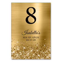 Glittery Gold Foil Mis XV Anos Bordsnummer