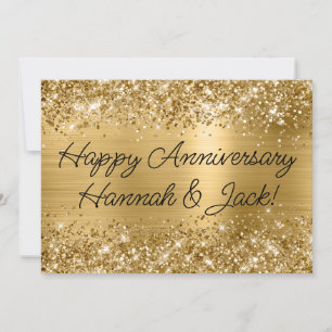 Glittery Gold Foil Modern Lycklig-årsdagen Kort