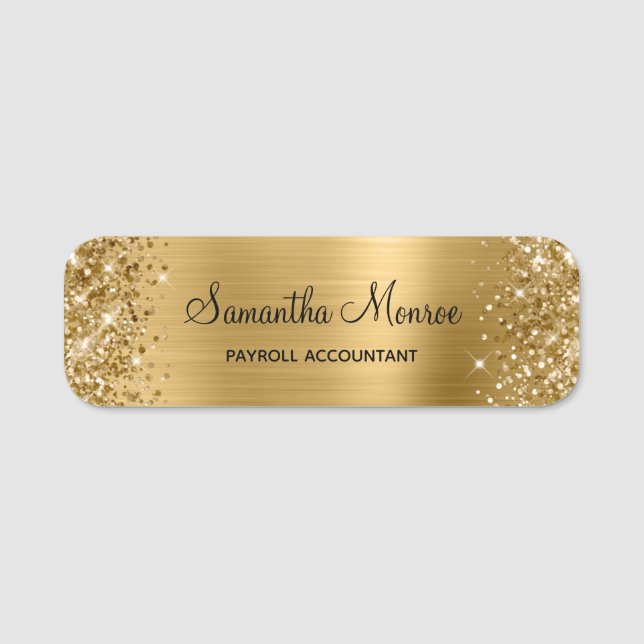 Glittery Gold Foil Namnbricka (Framsida)