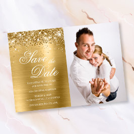 Glittery Gold Foil Photo Spara Datumet