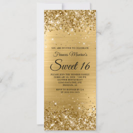 Glittery Gold Foil Sweet 16 Birthday Inbjudningar