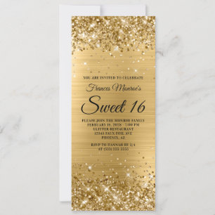 Glittery Gold Foil Sweet 16 Birthday Inbjudningar