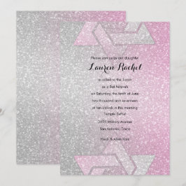 Glittery Gradient Bat mitzvah Rosa Inbjudningar