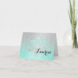 Glittery Gradient Bat mitzvah Tack Aqua Kort
