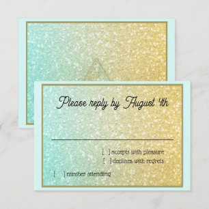 Glittery Gradient OSA Aqua Guld Kort