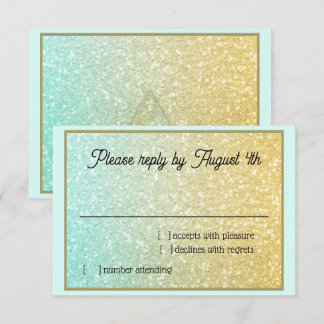 Glittery Gradient OSA Aqua Guld Kort