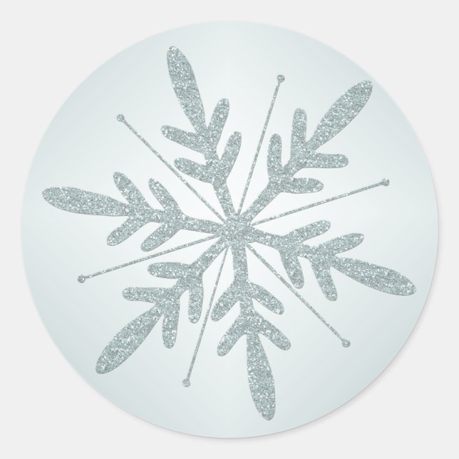 Glittery Grönt Snowflake Sticker Runt Klistermärke (Framsida)